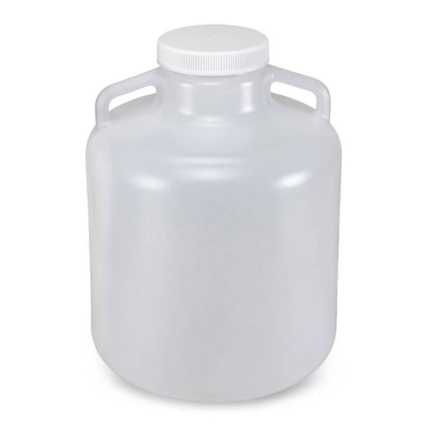 Globe Scientific 7260010 Diamond® RealSeal™ Wide Mouth, LDPE Round Carboy with Handles - 10 Liter