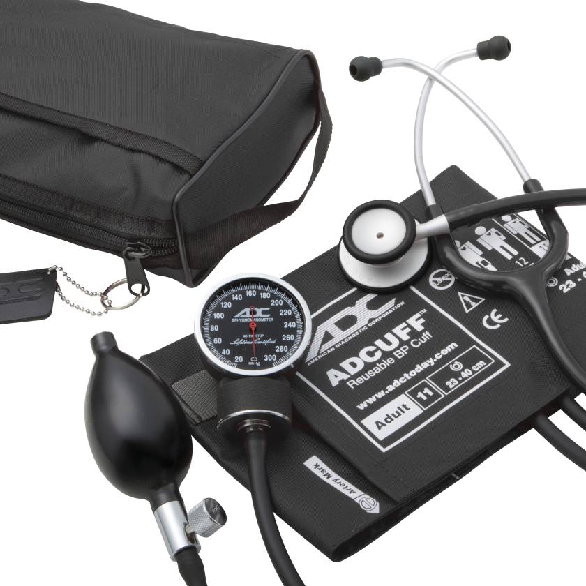 ADC 728-619-11ABK Pro's Combo V™ Pocket Aneroid/Scope Kit with Adcuff, Black