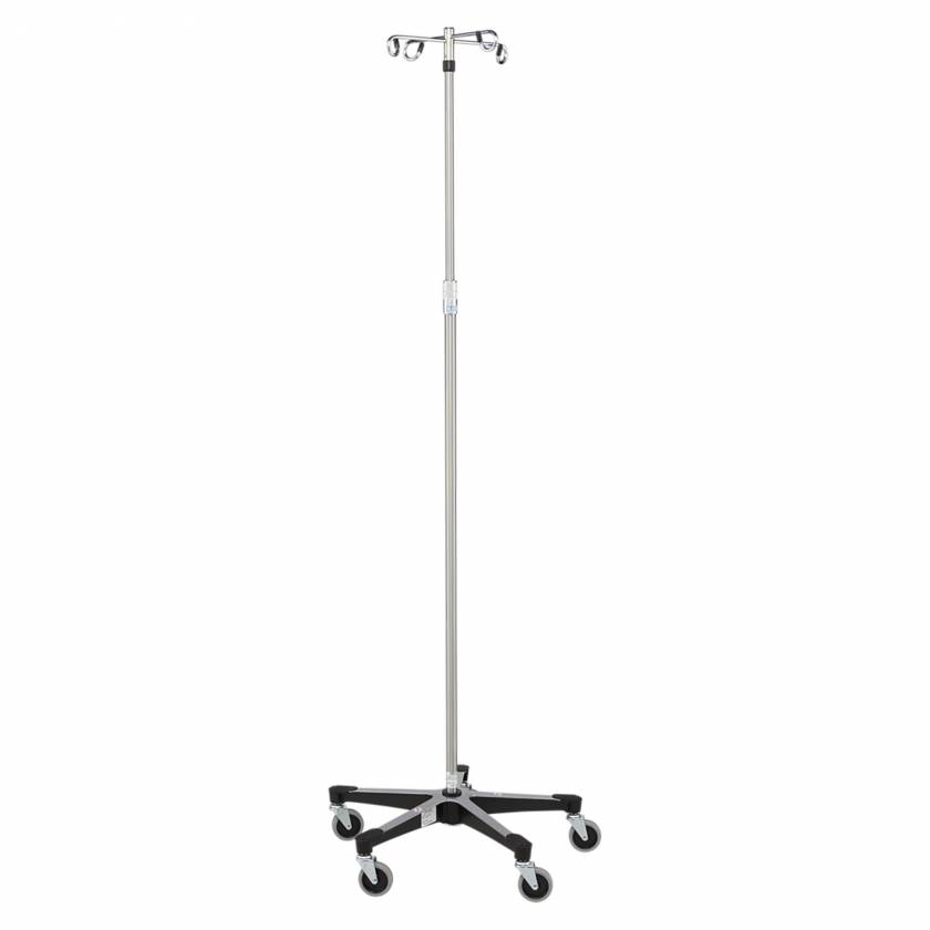 Blickman Model 7792SS-4 Stainless Steel IV Stand with 4-Hook, 5-Leg & Twist Lock