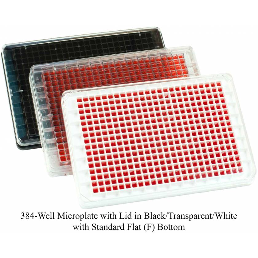 BRANDplates 384-Well Plate pureGrade S Non-Treated Sterile Surface F-Bottom with Lid 