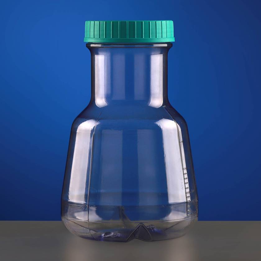 NEST Scientific 786505 High Efficient Wide-Mouth Erlenmeyer Flask, PC, Baffled Bottom  with Plug Seal Cap - 3000 mL