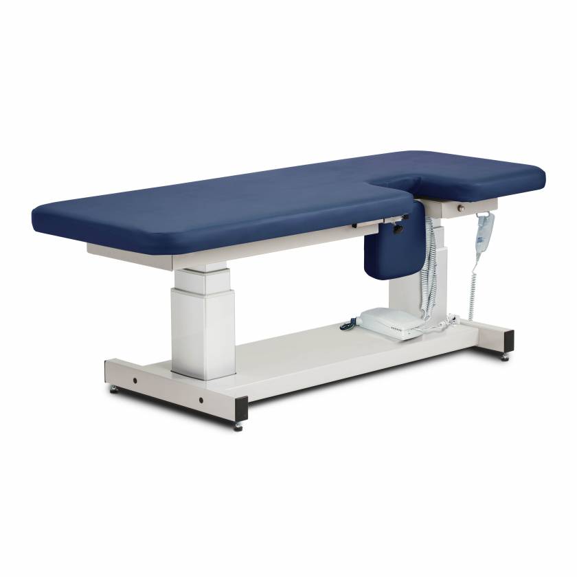 The Clinton 27" Wide Power Imaging Trendelenburg Table with Flat Top & Drop Window, Model 80071, is shown in the picture. Model 80071-X has a 34" width.