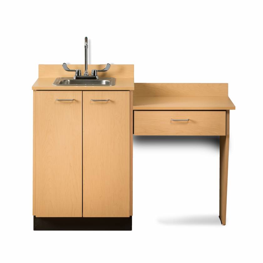 Clinton 8024-99 Classic Laminate 24" Wide Base Cabinet with 2 Doors, Sink and 1-Drawer Desk, Maple