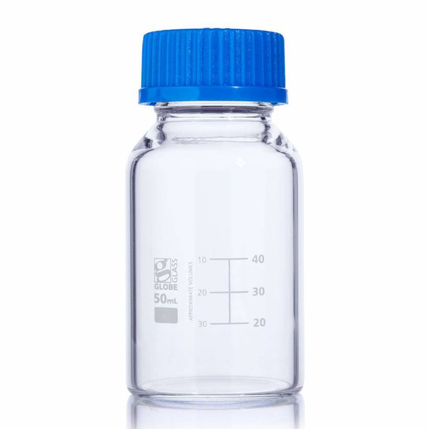 Globe Scientific 8100050 Globe Glass™ Media Bottle with GL32 Screw Cap, 50 mL