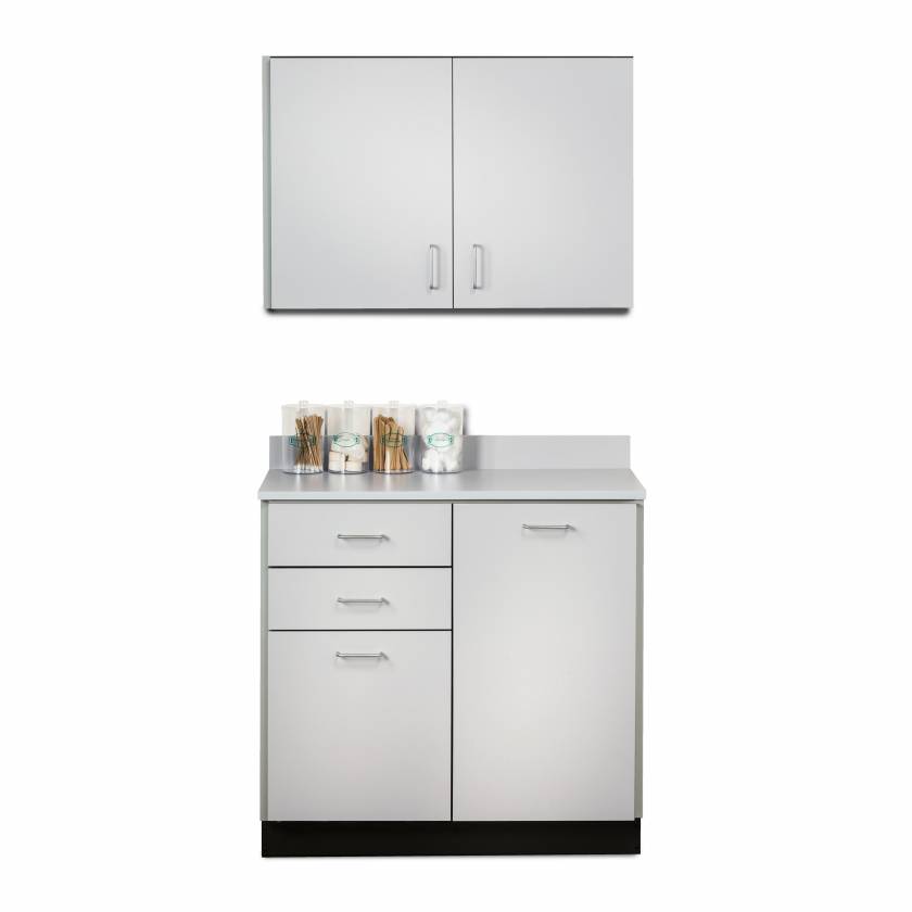 Clinton 823636 Wall and Base Cabinet Set, 36" Width - Gray Laminate (Supply Products are Not Included)