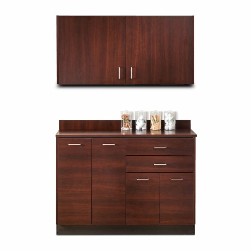 Clinton 824848 Wall and Base Cabinet Set, 48" Width - Dark Cherry Laminate (Supply Products are Not Included)