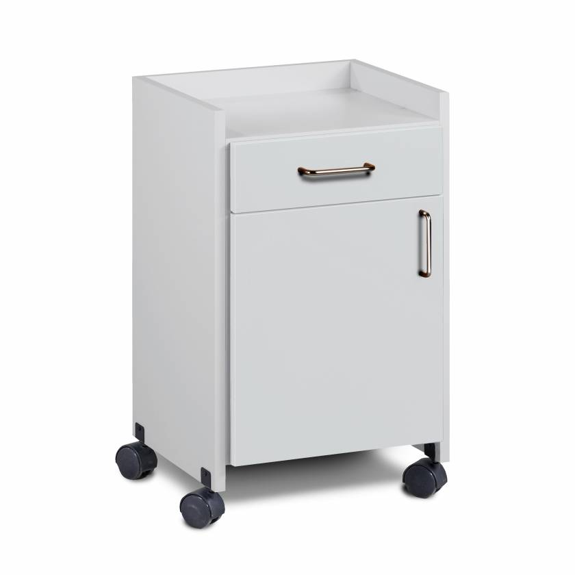 Clinton 8720 Mobile Bedside Cabinet with 1 Door and 1 Drawer - Gray 1GR