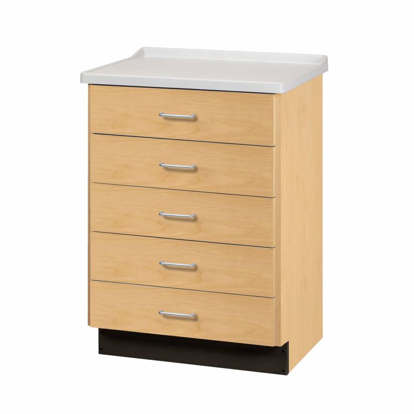 Clinton 8805-A Treatment Cabinet with 5 Drawers and Molded Top - Maple Base