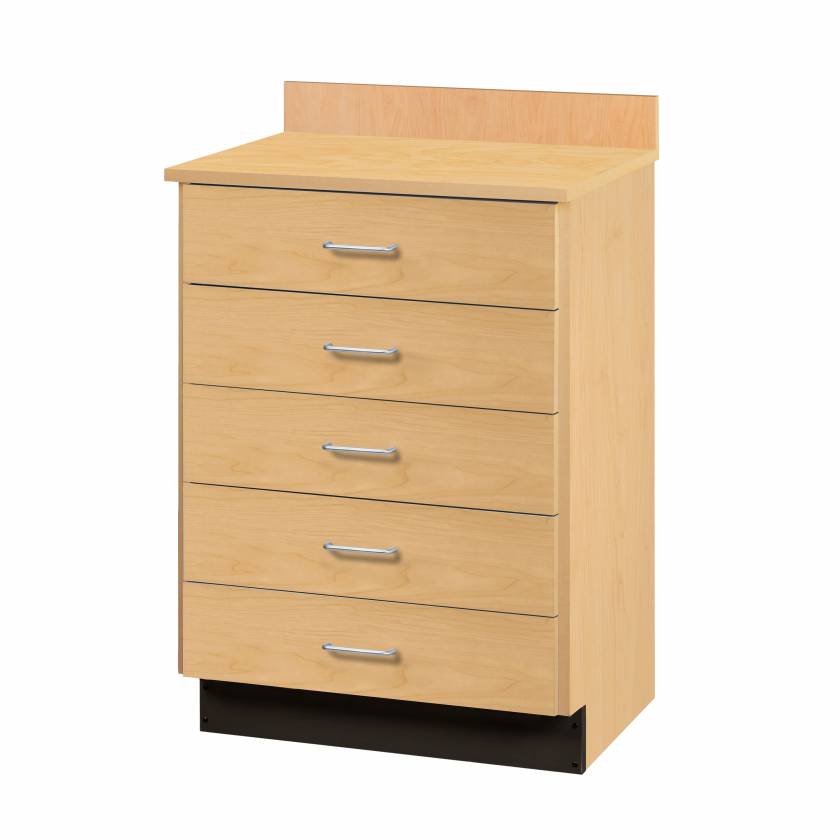 Clinton 8805 Treatment Cabinet with 5 Drawers - Maple Countertop and Cabinet