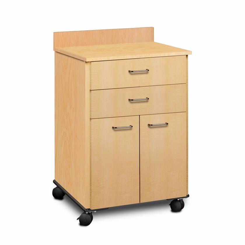 Clinton 8922 Mobile Treatment Cabinet with 2 Drawers and 2 Doors - Maple Countertop and Base