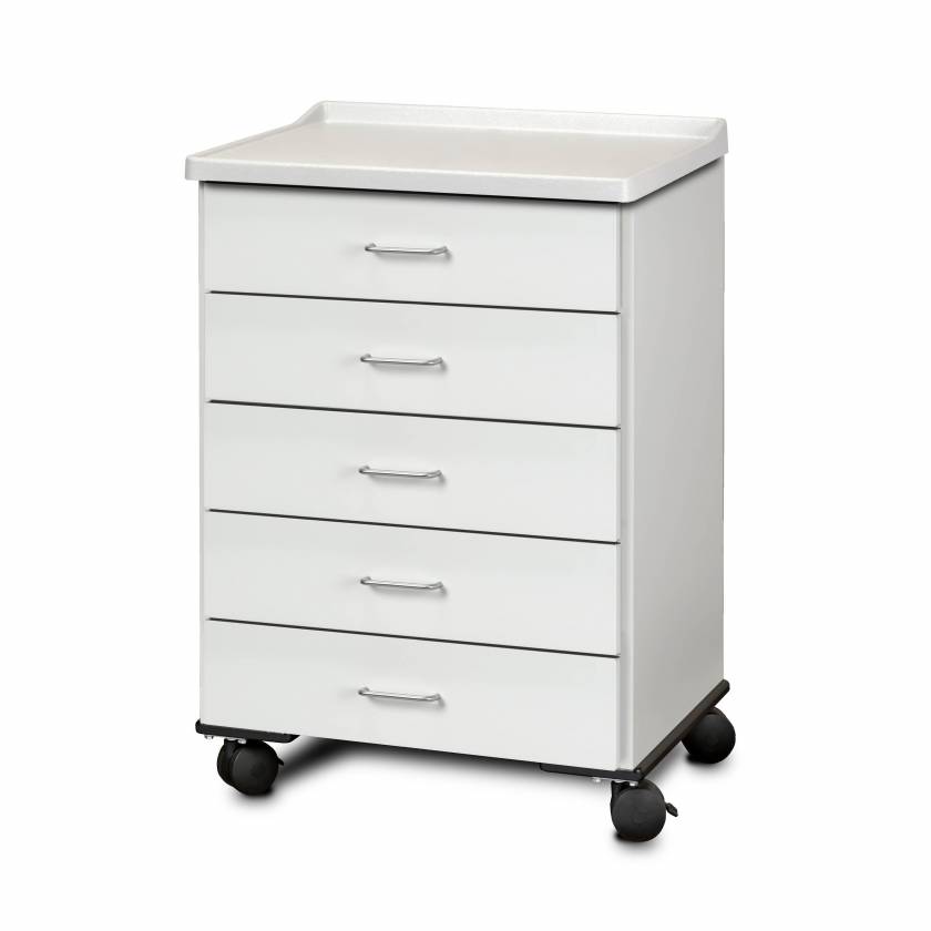 Clinton 8950-AF Mobile Treatment Cabinet with 5 Drawers, Molded Top, and Fashion Finish Arctic White Cabinet