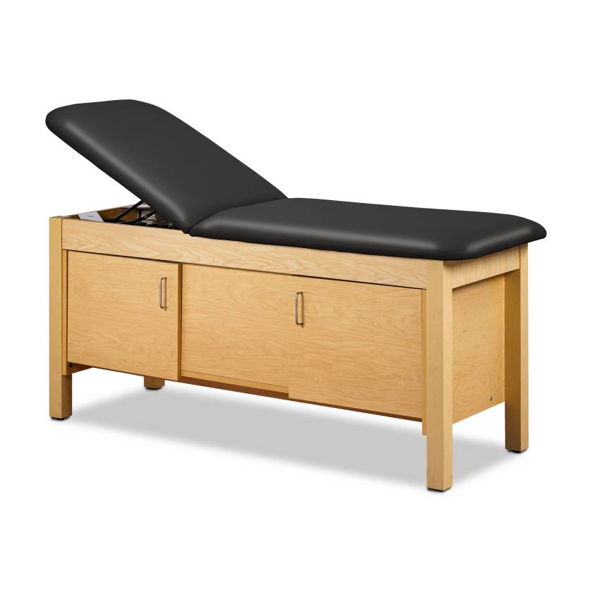 Clinton Classic-Value Cabinet Style Treatment Table with Four Door - Black Upholstery and Maple Laminate