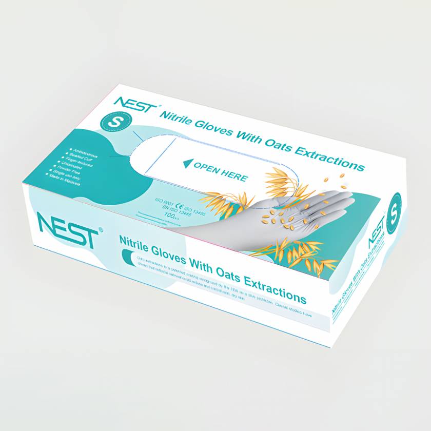 NEST Scientific 903011 Nitrile Gloves with Oat Extract - Packaging