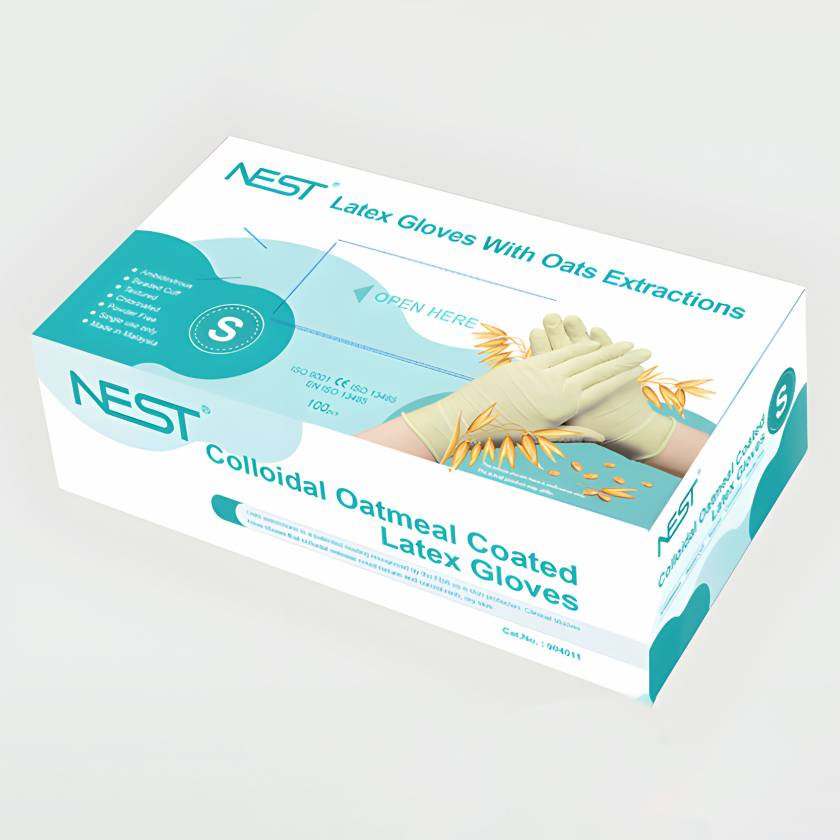 NEST Scientific 904011 Latex Gloves with Oat Extract - Packaging
