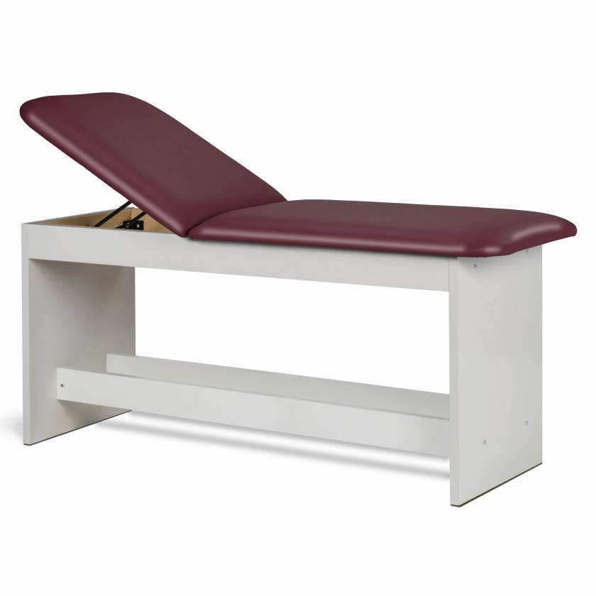 Clinton 91010 Panel Leg Series Treatment Table Gray Laminate Burgundy Upholstery