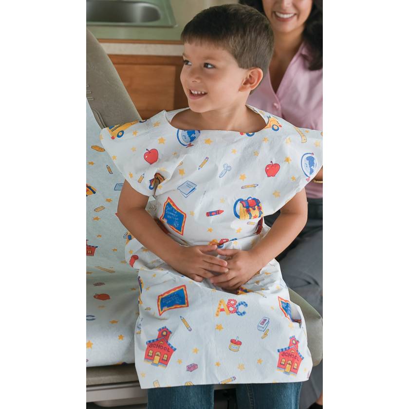 TIDI Products Choice Pediatric Exam Gowns - 21" x 36" (Photo shown Exam Gown in Schooltime Print which is no longer available.)