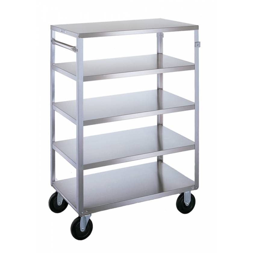 Lakeside SS Medium Duty Multi-Shelf Cart - All Edges Down - Front Leg Bumper - 5 Shelves