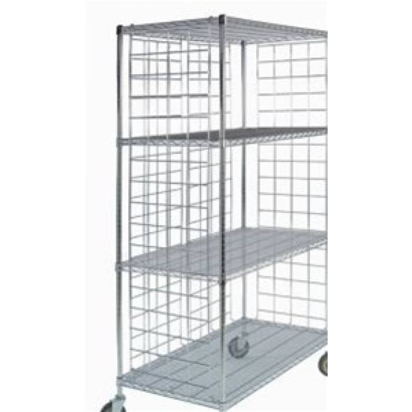 Shelf-Attached Enclosure Panel for Wire Carts - Shelf Width 13" x Panel Height 64"