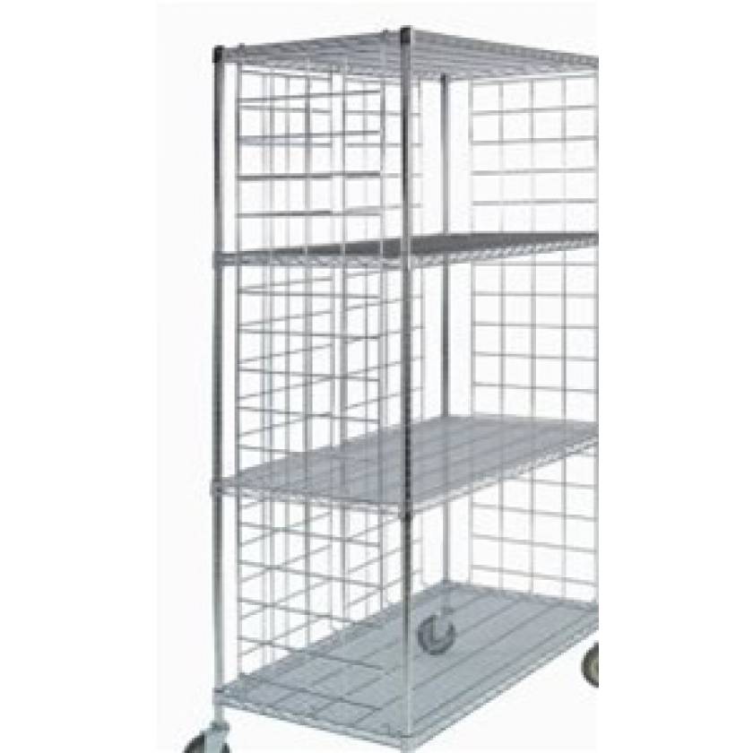Shelf-Attached Enclosure Panel for Wire Carts - Shelf Width 19" x Panel Height 64"