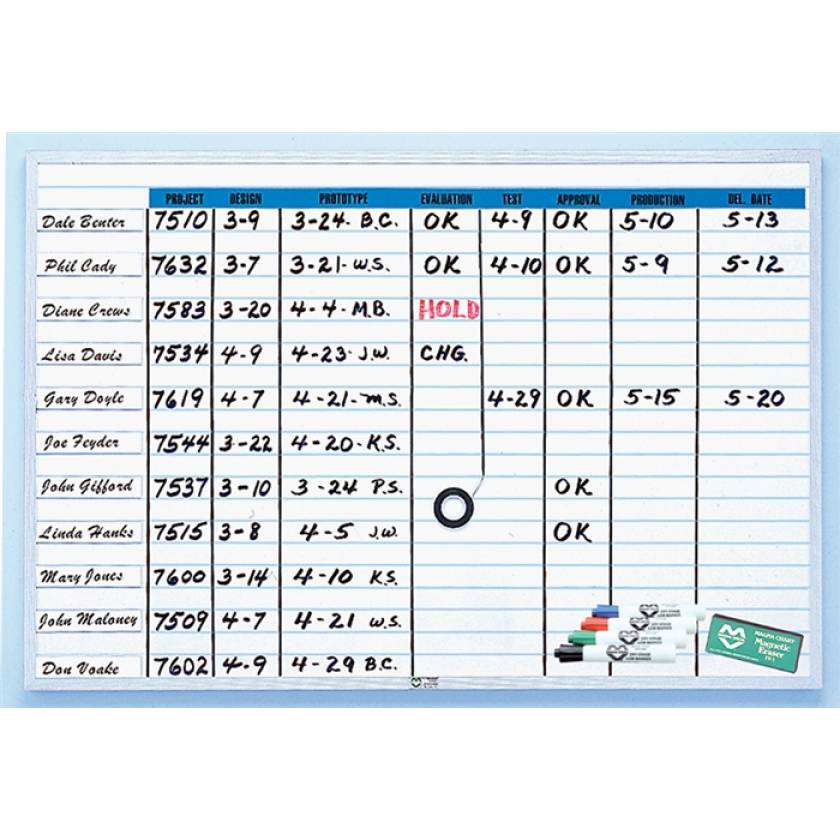 Changeable Board Planner Kit with Horizontal Blue Lines - Board Size 36" x 48"