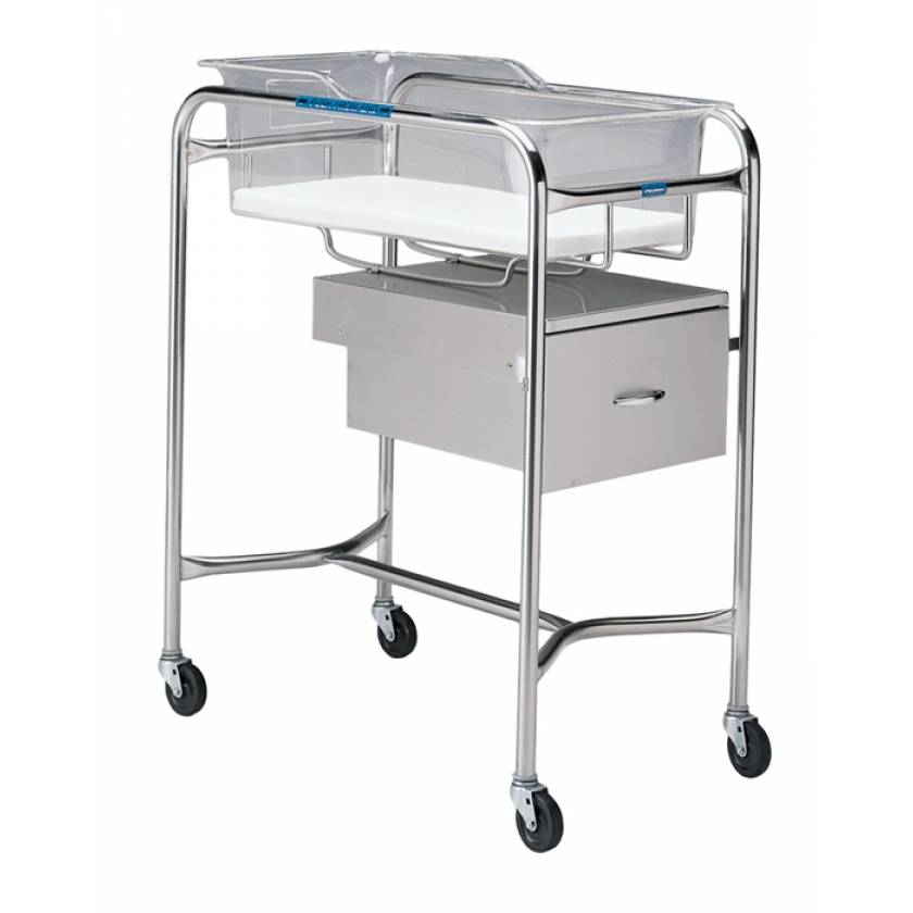 Pedigo Stainless Steel Bassinet Stand With End-Mounted Drawer