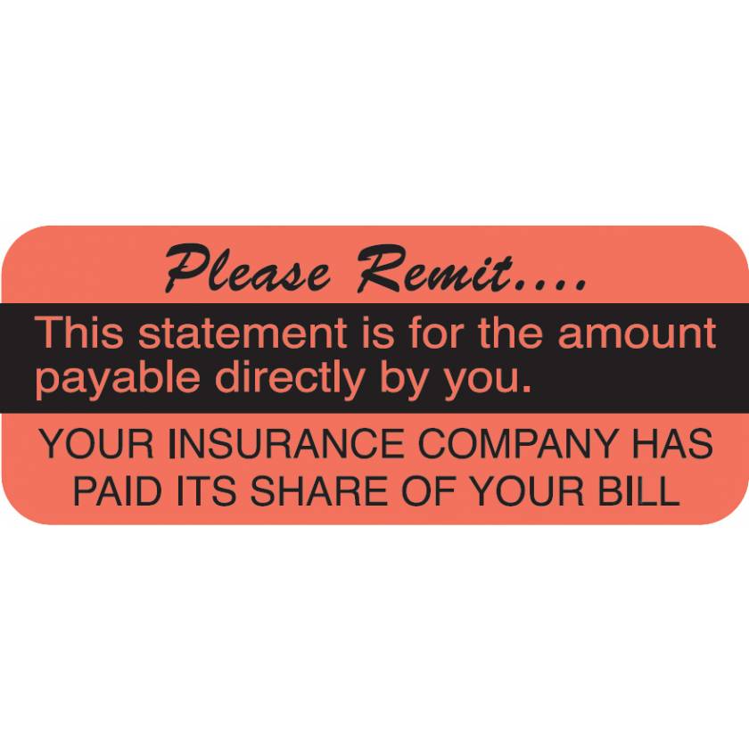 PLEASE REMIT Label - Size 1 7/8"W x 3/4"H