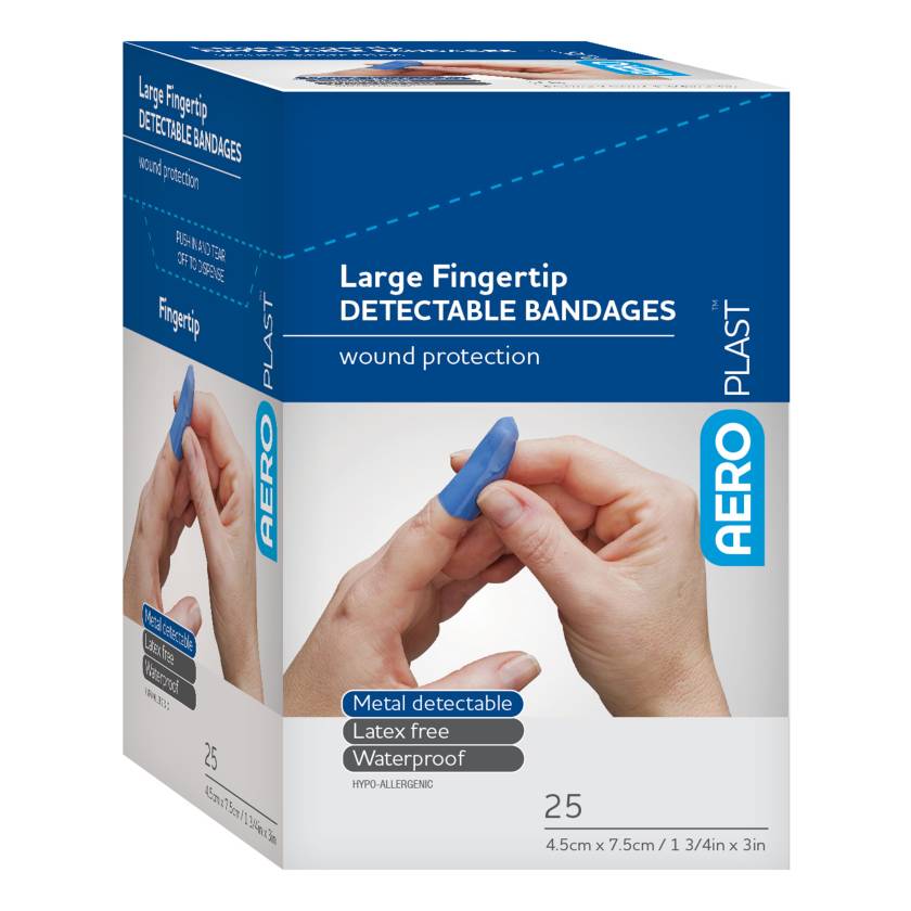 AERO Healthcare AD1002US AeroPlast™ Detectable Fingertip Bandages, Large