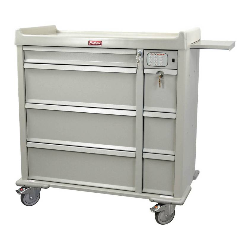 Harloff OptimAL Line Aluminum 600 Punch Card Medication Cart with Key Locks, Single Wide Narcotics Drawer
