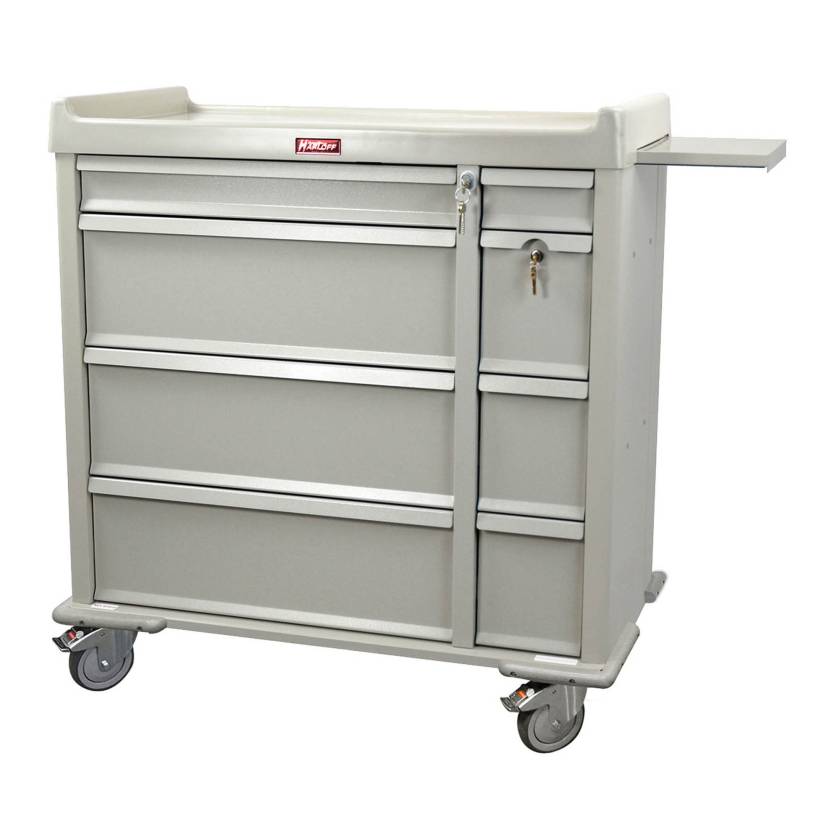 Harloff AL600PCSP OptimAL Line Aluminum 600 Punch Card Medication Cart with Key Locks, Single Wide Narcotics Drawer, Specialty Package