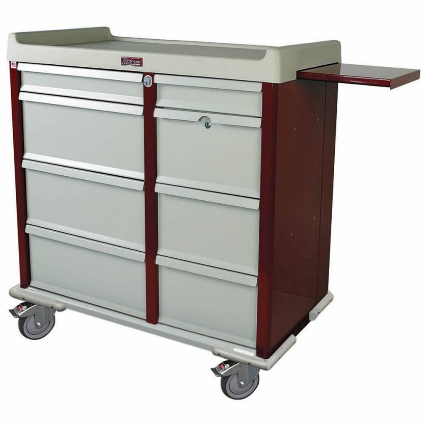 Harloff OptimAL Line Aluminum 600 Punch Card Medication Cart with Key Locks, Double Wide Narcotics Drawer
