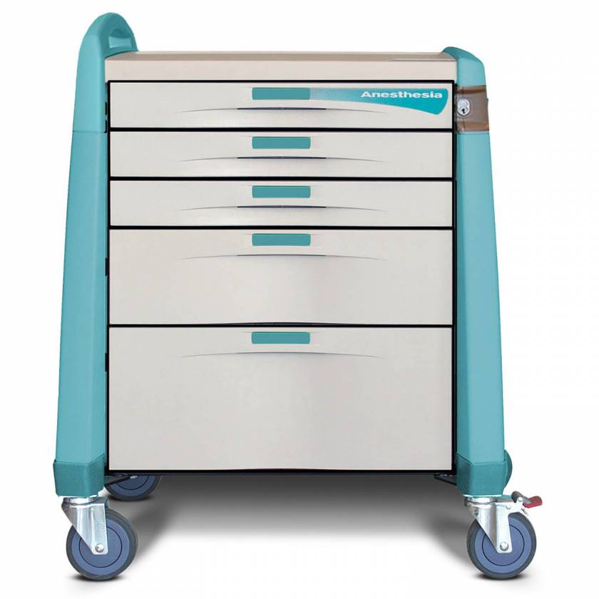 Capsa AM-AN-CMP-ALOK-G Avalo Anesthesia Cart - Compact Height, Green, Auto Lock