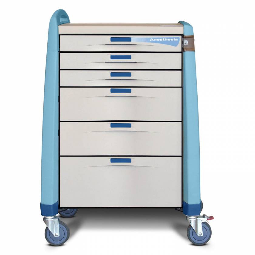 Capsa AM-AN-STD-ALOK-B Avalo Anesthesia Cart - Standard Height, Auto Lock, Blue