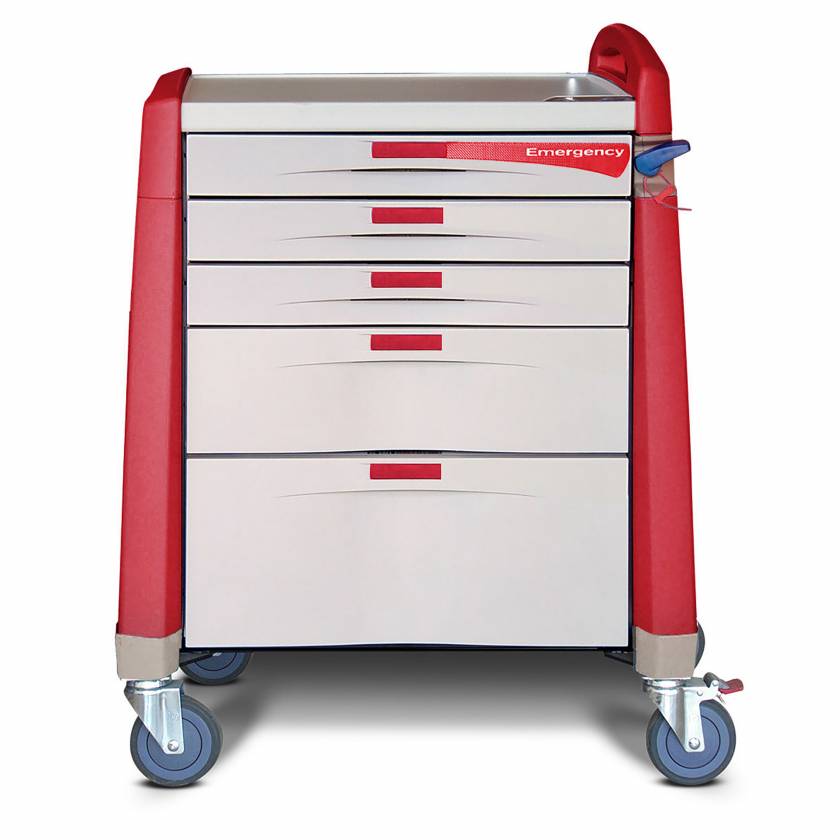 Capsa AM-EM-CMP-RED Avalo Emergency Cart  - Red, Compact Height, Breakaway Lock