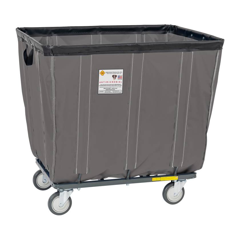 R&B Wire Antimicrobial Vinyl Basket Truck with 4 Swivel Casters - Gray