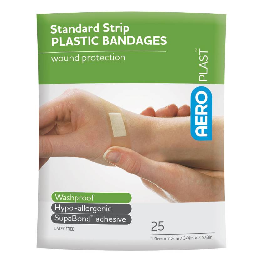 AERO Healthcare AP10125 AeroPlast™ Standard Plastic Strip Bandages - Pack of 25