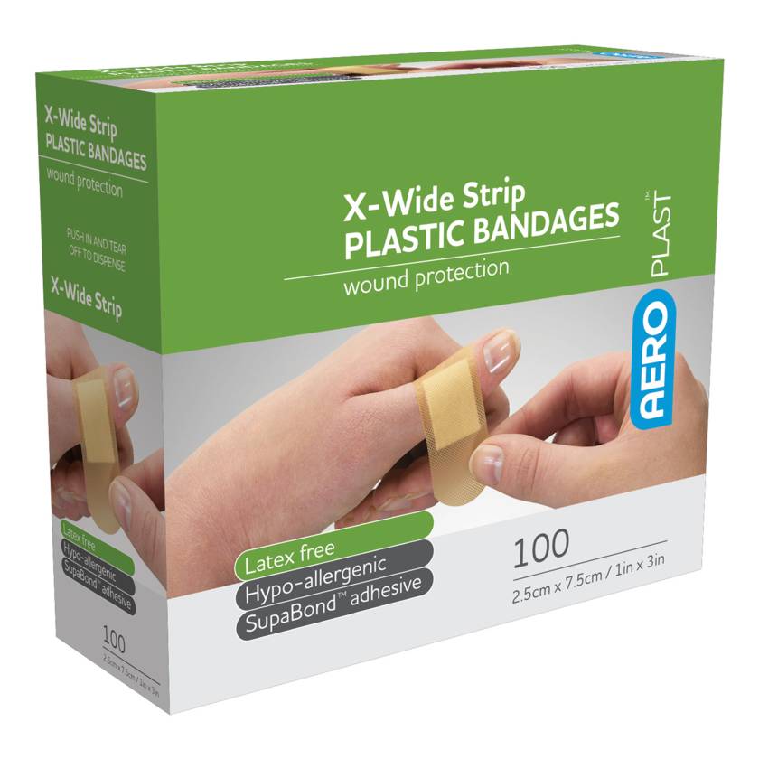 AERO Healthcare AP801 AeroPlast™ Plastic X-Wide Strip Bandages
