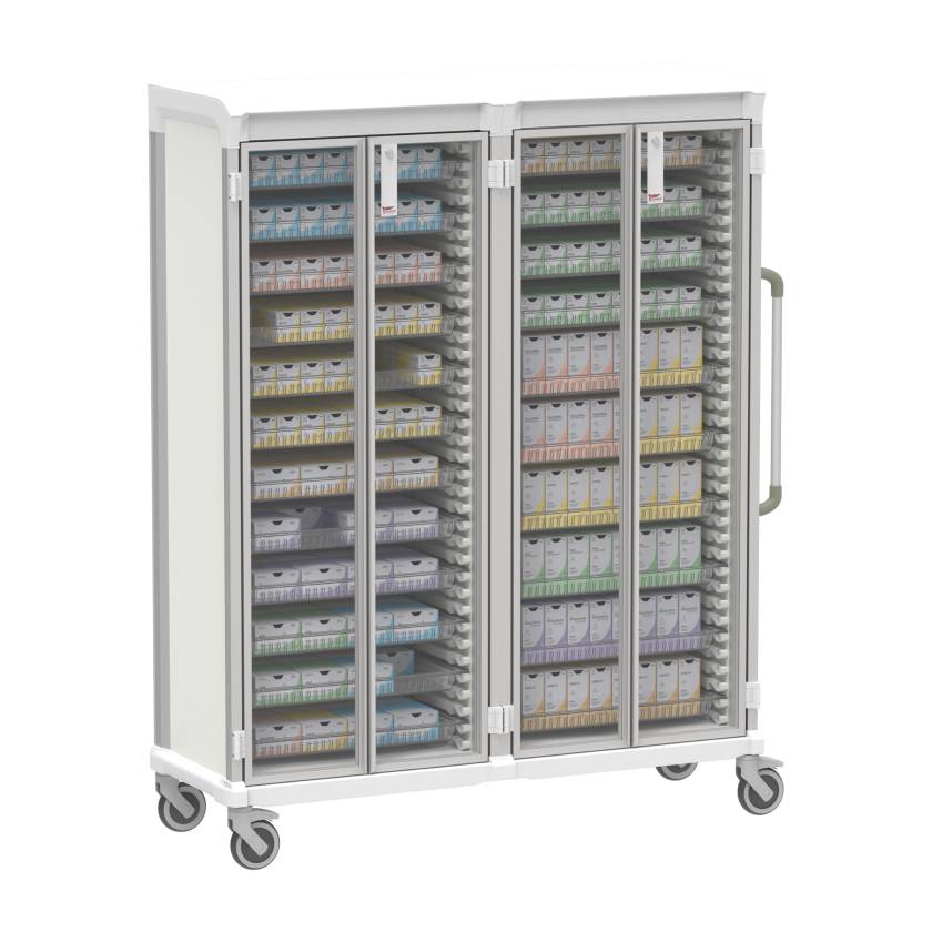Pegasus Apollo E Type Suture Storage Cart with 4 Panels and Double Column, Glass Door (Supplies are Not Included)