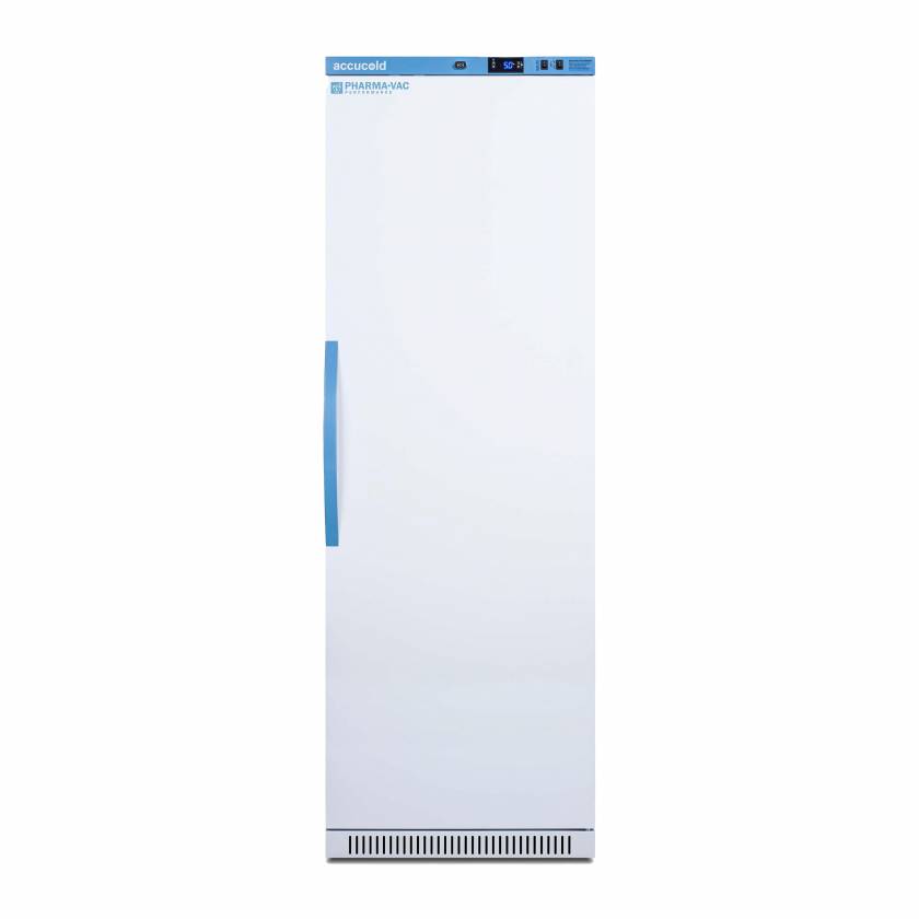 Accucold ARS15PVLOCKER Pharma-Vac Performance Series Upright Vaccine Refrigerator with Interior Lockers, 8 Locker Shelves, Right Handle Solid Door, 15 Cubic Feet - Front View
