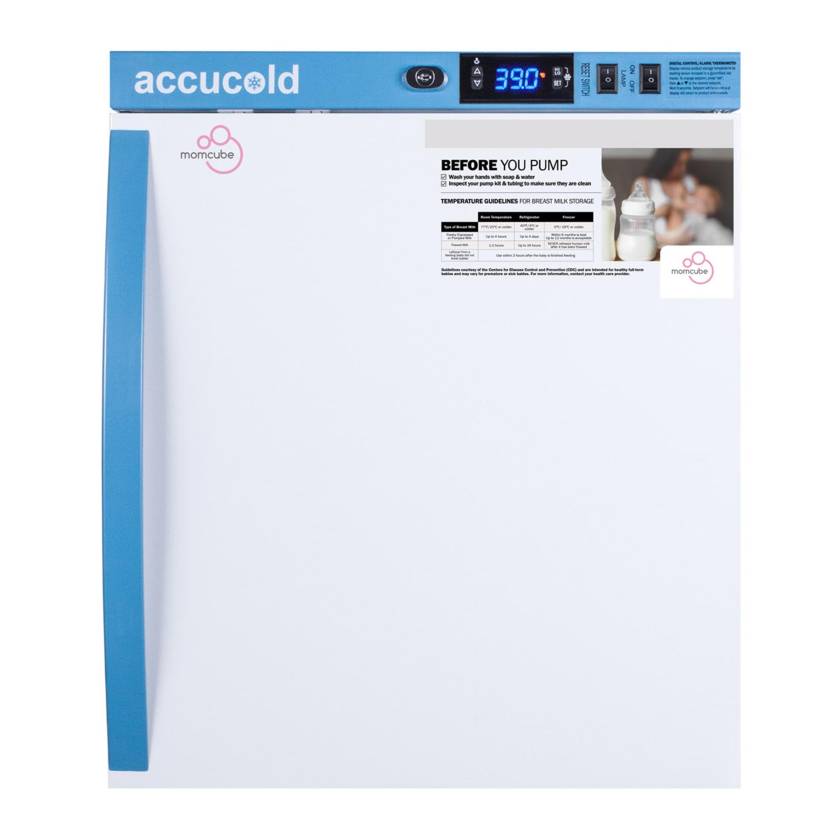 Accucold ARS1MLMC MOMCUBE® Countertop Breast Milk Refrigerator with 2 Wire Shelves - 1 Cubic Foot
