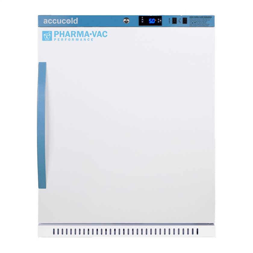 Accucold ARS62PVBIADA Pharma-Vac Performance Series ADA Height Vaccine Refrigerator with 4 Wire Shelves, Right Handle Solid Door, 6 Cubic Feet - Front View