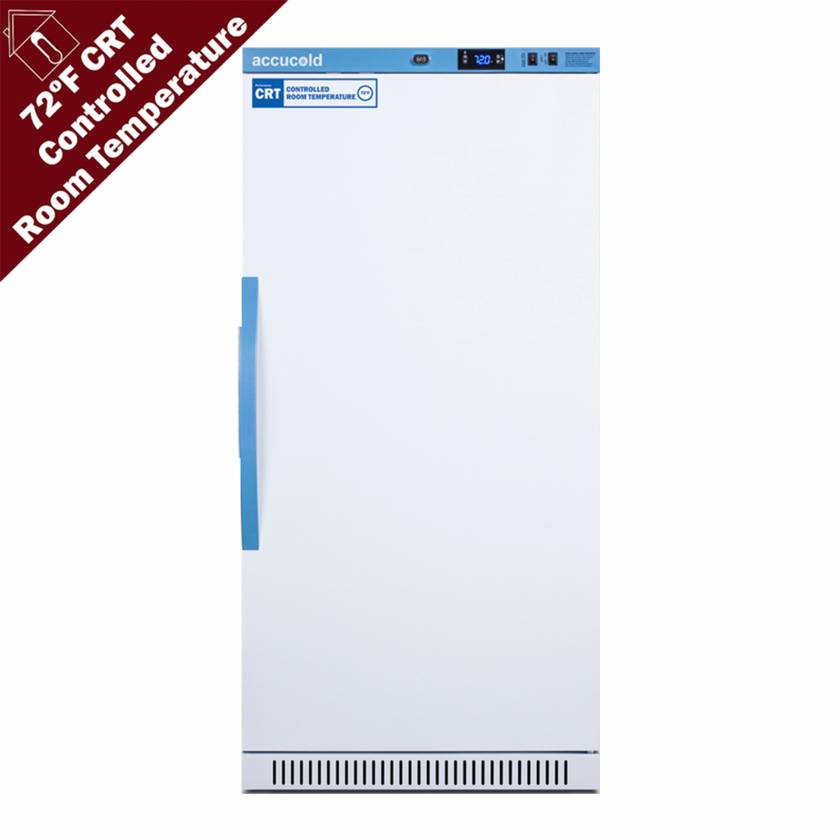 Accucold ARS8PV-CRT Pharma-Vac Performance Series Upright Vaccine Refrigerator with Controlled Room Temperature, 7 Wire Shelves, Right Handle Solid Door, 8 Cubic Feet - Front View