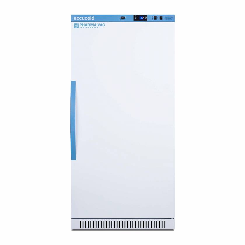 Accucold ARS8PVDR Pharma-Vac Performance Series Upright Vaccine Refrigerator with Removable Drawers, 4 Drawer Shelves, Right Handle Solid Door, 8 Cubic Feet - Front View