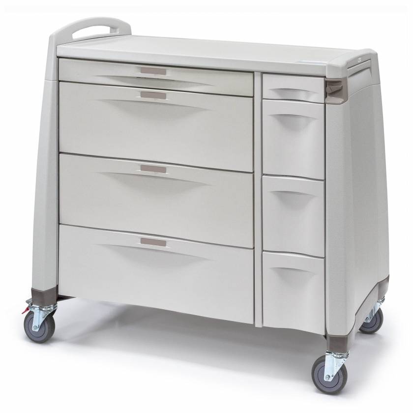 Capsa AVPCXL10-CSHDC-D103-U103 Avalo PCXL Punch Card Medication Cart with 8 Drawers, Key Lock, Taupe Accent Color Cart