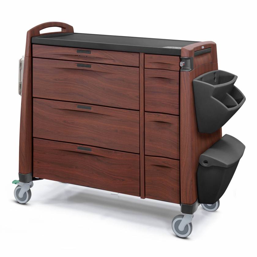 Capsa Quickship Avalo Woodblend PCXL Punch Card Medication Cart with Key Lock - Northern Cherry Finish