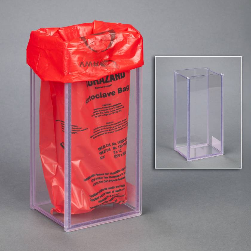Poltex BIOHBX8 Benchtop Biohazard Bag Box - 3.50" W x 3" D x 8.10" H, Not Tilted (Biohazard Bag is Not Included)