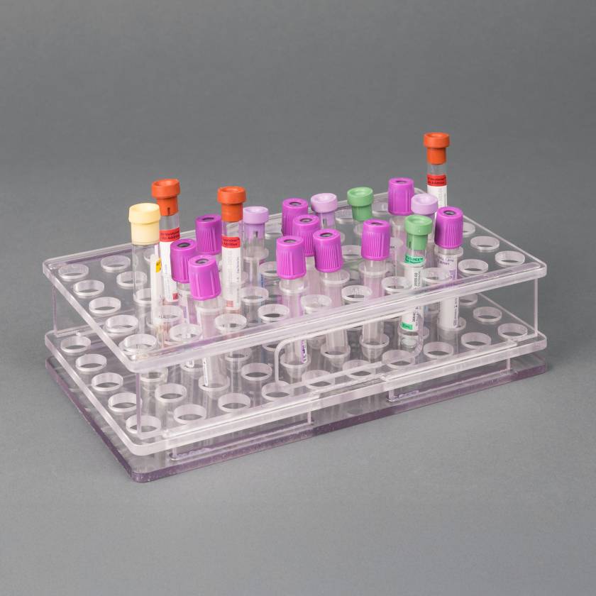 Poltex BLDTUBE50 Blood Tube Carrier Rack with Side Handles - 50 Tube Capacity (Vacutainer Tubes and Caps are Not Included)