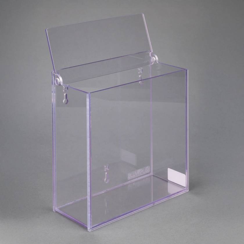 Poltex BLUWIPLID Bulk Wipe Holder with Hinged Lid - Clear Lid Open