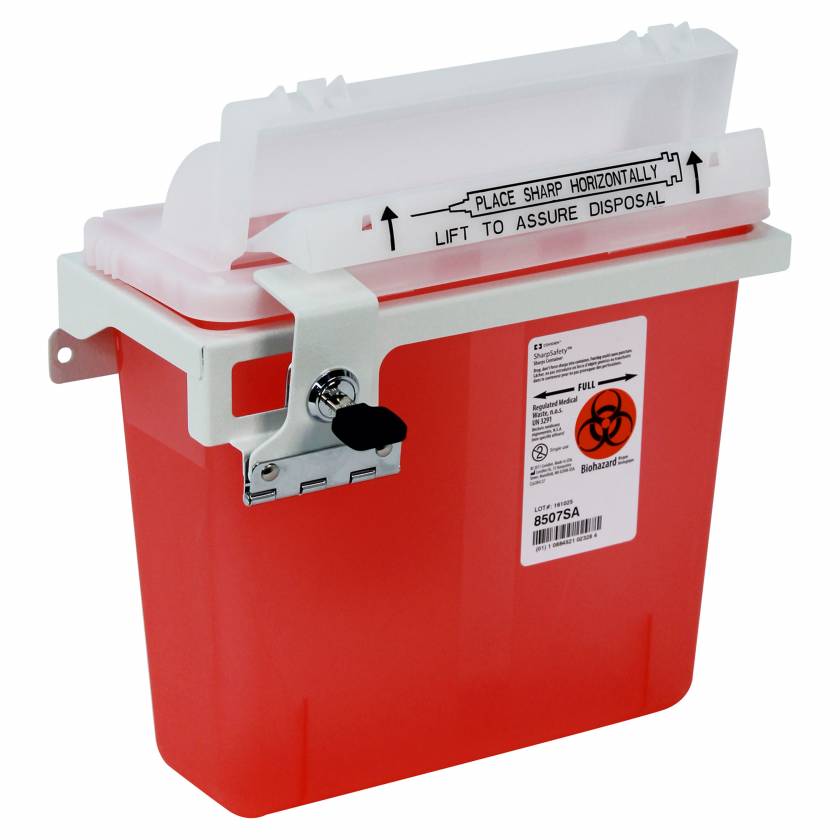 DETECTO CAMCDSC Metal Sharps Container Holder with Accessory Rail for MobileCare Medical Carts (Sharps Container NOT included)