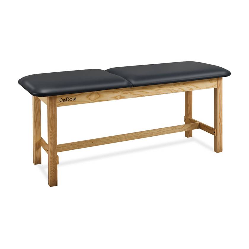 CanDo® Treatment Table with Adjustable Back (Shown in Black Upholstery and Natural Wood Finish)