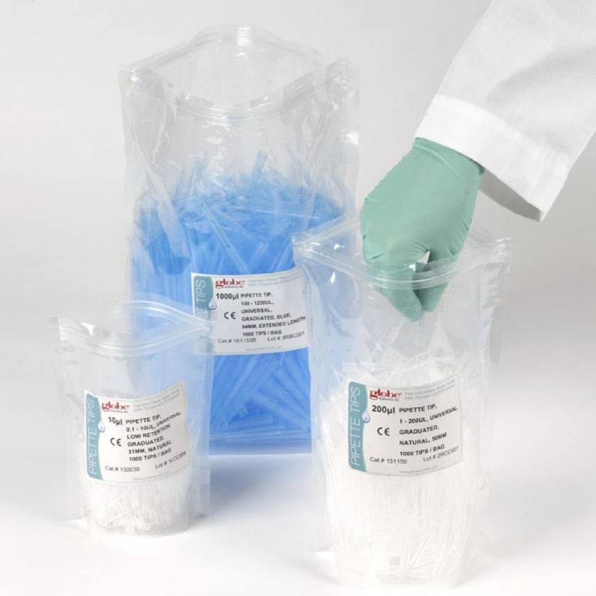 0.1uL-20uL Certified Universal General Purpose Pipette Tips 45mm Globe Scientific